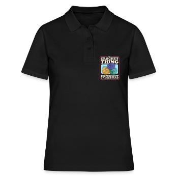 Crochet Yarn Crochet Gift - Women's Polo Shirt - black - Front - Ailine (174cm)