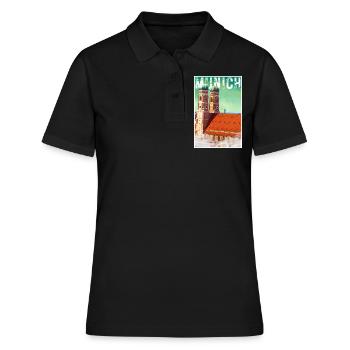 München Vintage Reiseposter mit der Frauenkirche - Frauen Polo Shirt - Schwarz - Vorne - Ailine (174cm)
