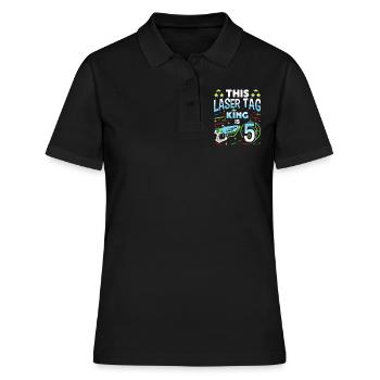 Lasertag King Is 5 Birthday Boy Indoor Laser Tag - Frauen Polo Shirt - Schwarz - Vorne - Ailine (174cm)