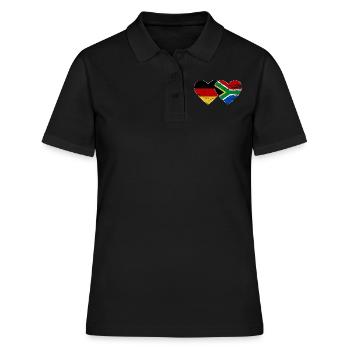 Allemagne Afrique du Sud Drapeau Mains Coeur Forme Utilisé - Polo Femme - noir - Devant - Ailine (174cm)