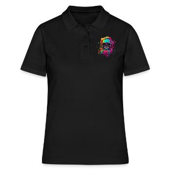männlicher Totenkopf mit Bart und Haaren Neonfarbe - Frauen Polo Shirt - Schwarz - Vorne - Ailine (174cm)