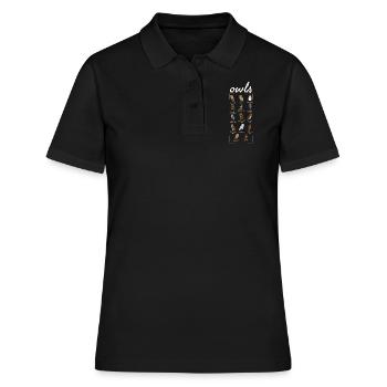 Hiboux Birder Birdwatcher Observation d’oiseaux - Polo Femme - noir - Devant - Ailine (174cm)