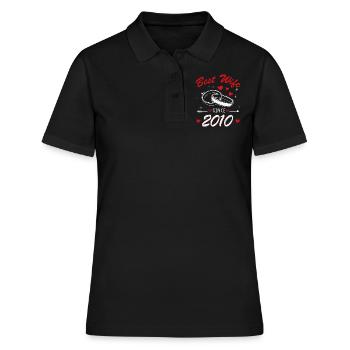 Best Wife 2010 Hearts Day Valentines Day - Frauen Polo Shirt - Schwarz - Vorne - Ailine (174cm)