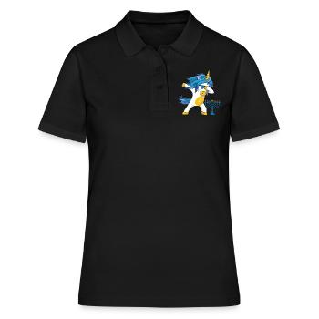 Rainbow Unicorn Yev Menorah Happy Hanukkah - Women's Polo Shirt - black - Front - Ailine (174cm)