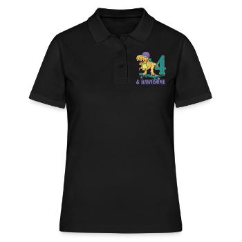 Naissance Né 4 ans Skateboard Dinosaure - Polo Femme - noir - Devant - Ailine (174cm)