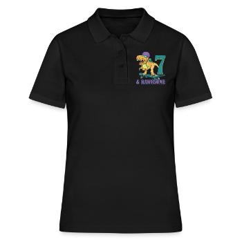 Naissance Né Age 7 ans Skateboard Dinosaure - Polo Femme - noir - Devant - Ailine (174cm)