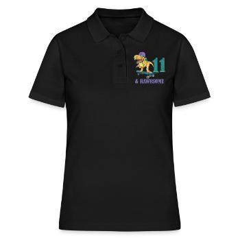 Birth Born Age 11 Years Old Skateboard Dinosaur - Women's Polo Shirt - black - Front - Ailine (174cm)