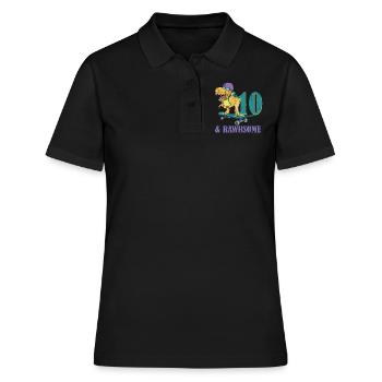 Birth Born Age 10 Years Old Skateboard Dinosaur - Women's Polo Shirt - black - Front - Ailine (174cm)