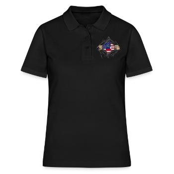Rip Reveal America State Flag Georgia - Frauen Polo Shirt - Schwarz - Vorne - Ailine (174cm)