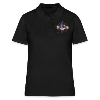 Rip Reveal America State Flag Delaware - Frauen Polo Shirt - Schwarz - Vorne - Ailine (174cm)