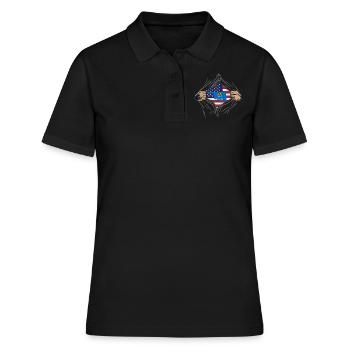 Rip Reveal America State Flag Oklahoma - Frauen Polo Shirt - Schwarz - Vorne - Ailine (174cm)