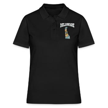 US America State Flag Land Map Delaware - Frauen Polo Shirt - Schwarz - Vorne - Ailine (174cm)