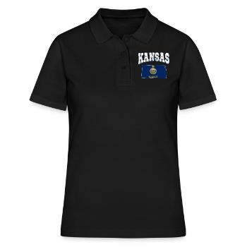 US America State Flag Land Map Kansas - Frauen Polo Shirt - Schwarz - Vorne - Ailine (174cm)