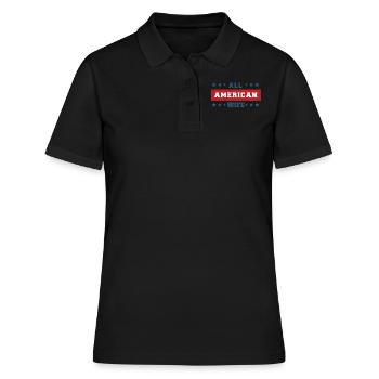 America American Wife USA Flag 4th Of July - Frauen Polo Shirt - Schwarz - Vorne - Ailine (174cm)