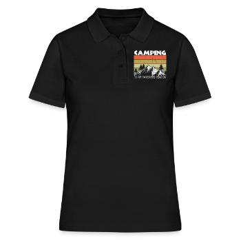 Retro Adventure Vacation Camp Camper Camping - Women's Polo Shirt - black - Front - Ailine (174cm)