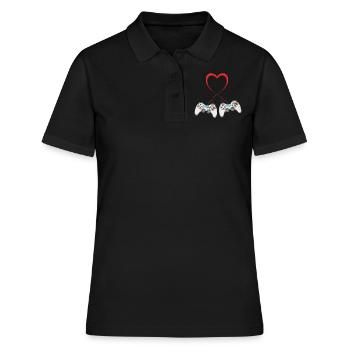 Love Controller Play Video Game Heart Gamer Gaming - Frauen Polo Shirt - Schwarz - Vorne - Ailine (174cm)