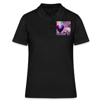 Purple Rainbow Heart - Women's Polo Shirt - black - Front - Ailine (174cm)