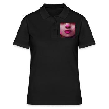 Gesicht Lippen und Nase Fotorealistisch - Frauen Polo Shirt - Schwarz - Vorne - Ailine (174cm)