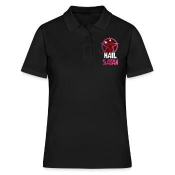 Cute Cat Devil Satan Horror Scary Halloween - Women's Polo Shirt - black - Front - Ailine (174cm)
