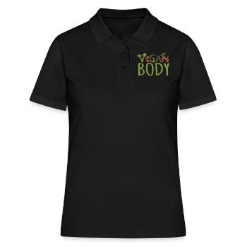 Mot Végétarien Végétarien Go Vegan Body - Polo Femme - noir - Devant - Ailine (174cm)