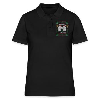 Santa Meow Cute Cat December Ugly Christmas - Frauen Polo Shirt - Schwarz - Vorne - Ailine (174cm)