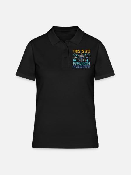 Jüdischer Weihnachtsjude ist mein Chanukka-Muster - Frauen Polo Shirt - Schwarz