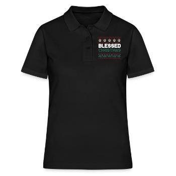 Santa Ugly Dezember Feiertag Hässliche gesegnete Weihnachten - Frauen Polo Shirt - Schwarz - Vorne - Ailine (174cm)