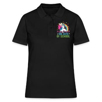 100e jour licorne joyeux magique 100 jour d’école - Polo Femme - noir - Devant - Ailine (174cm)