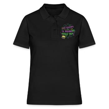 Ship Mardi Cruise Festival Parade Beads Mardi Gras - Women's Polo Shirt - black - Front - Ailine (174cm)