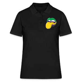 Tongue Lips Festival Parade Beads Mardi Gras - Frauen Polo Shirt - Schwarz - Vorne - Ailine (174cm)