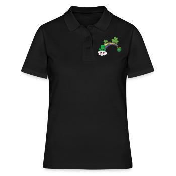 Cute Kawaii Cloud Rainbow Happy Saint Patricks - Frauen Polo Shirt - Schwarz - Vorne - Ailine (174cm)