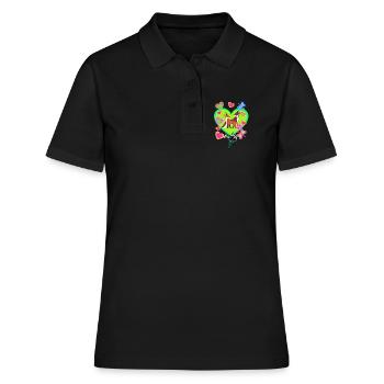 Retro Fuchs Füchse Vintage 80er 90er Füchsin - Frauen Polo Shirt - Schwarz - Vorne - Ailine (174cm)