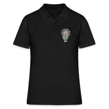 Romantischer Nelkenstrauß - Frauen Polo Shirt - Schwarz - Vorne - Ailine (174cm)