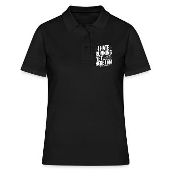 Je déteste courir et pourtant me voilà - Polo Femme - noir - Devant - Ailine (174cm)