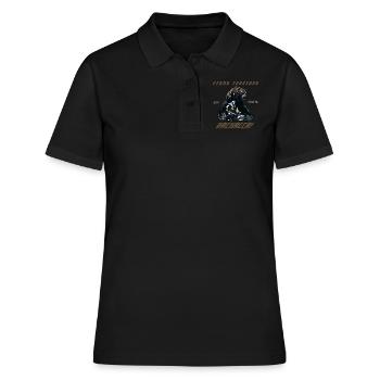 Wikinger mit Bär „Dine in Valhalla!“ - Frauen Polo Shirt - Schwarz - Vorne - Ailine (174cm)