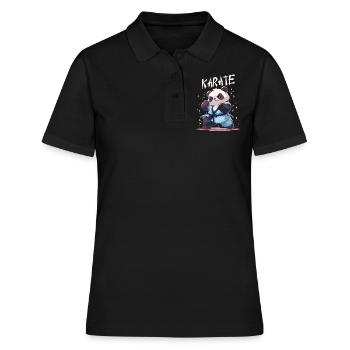 Lustiger japanischer Karate Panda Kawaii Karateka - Frauen Polo Shirt - Schwarz - Vorne - Ailine (174cm)