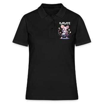 Lustige japanische Karate Maus Kawaii Karateka - Frauen Polo Shirt - Schwarz - Vorne - Ailine (174cm)