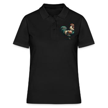 Rustikaler Hahnencharme - Frauen Polo Shirt - Schwarz - Vorne - Ailine (174cm)