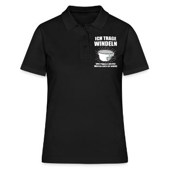 ABDL Windel Adult Baby Geschenk - Frauen Polo Shirt - Schwarz - Vorne - Ailine (174cm)