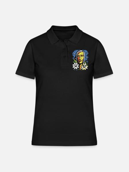 Style d’art moderne : Fleurs colorées Amérindiens - Polo Femme - noir