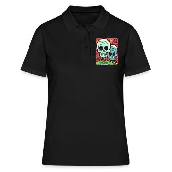 Crânes pop modernes et partenariat contre amour - Polo Femme - noir - Devant - Ailine (174cm)