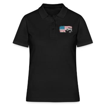 Jeep Auto Cross Country Vehicle USA America Flag Gift - Women's Polo Shirt - black - Front - Ailine (174cm)