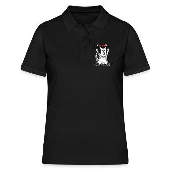 Rocker Drôle Chat Frites Fourche Heavy Metal - Polo Femme - noir - Devant - Ailine (174cm)