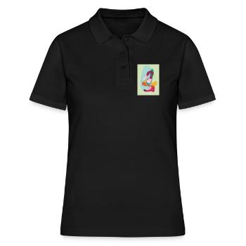 Abstrakte Farbflächen Komposition - Frauen Polo Shirt - Schwarz - Vorne - Ailine (174cm)