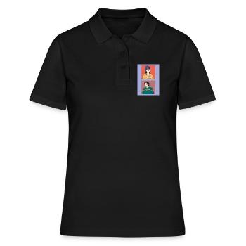 Deux illustrations et différentes émotions - Polo Femme - noir - Devant - Ailine (174cm)