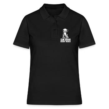 Ein Horn Geht Noch – Trinkhorn Mittelalter Spruch - Frauen Polo Shirt - Schwarz - Vorne - Ailine (174cm)