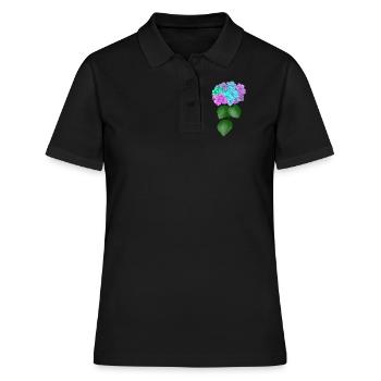 Hortensie Pflanze Blume bunt Frühling Natur - Frauen Polo Shirt - Schwarz - Vorne - Ailine (174cm)