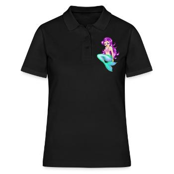 Meerjungfrau Nixe Glitzer - Frauen Polo Shirt - Schwarz - Vorne - Ailine (174cm)