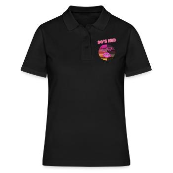 90´s KID - Frauen Polo Shirt - Schwarz - Vorne - Ailine (174cm)