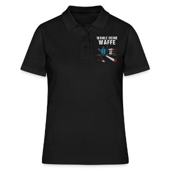 Wähle Deine Waffe Gartenwerkzeug Lustiges Gärtner - Frauen Polo Shirt - Schwarz - Vorne - Ailine (174cm)
